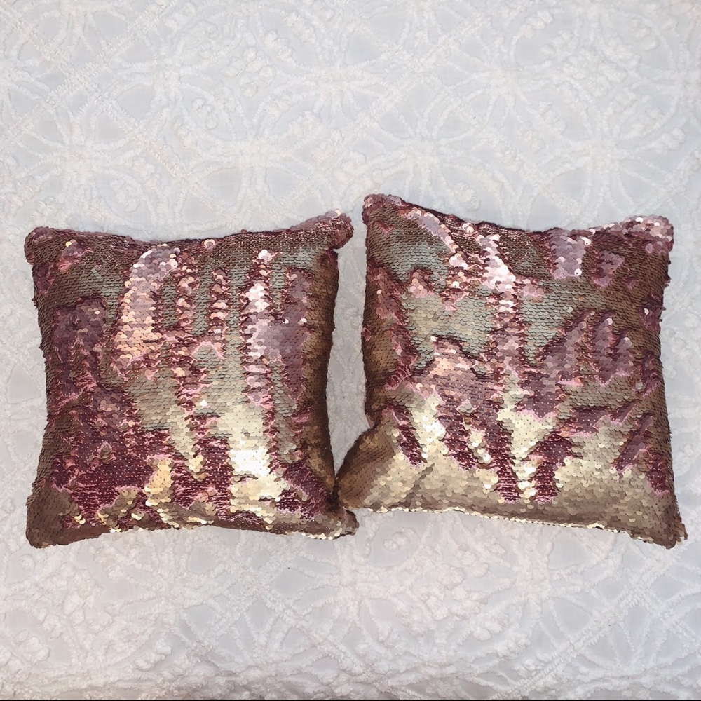 Pink and Gold reversible sequin pillows